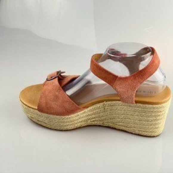 Lucky Brand Womens Orange Platform Wedge Sandals Size 10M Leather Upper Adjustab - Picture 6 of 11